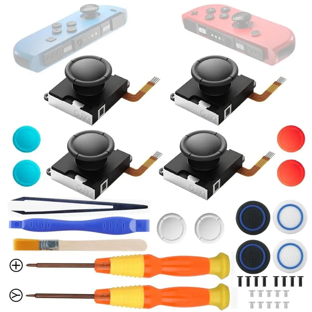 TMR Switch Joycon Joystick Replacement Mult Color Stick Caps & Repair Kit